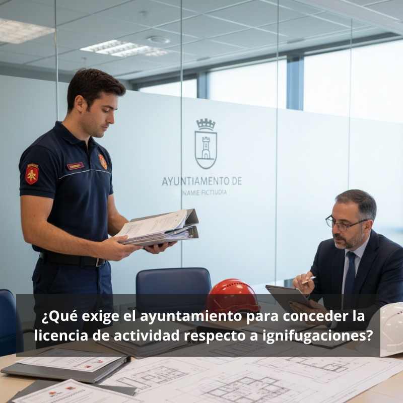 ¿Qué exige el ayuntamiento para conceder la licencia de actividad respecto a ignifugaciones?