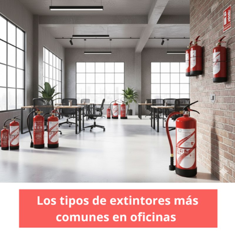 Los tipos de extintores más comunes en oficinas. Guía técnica para la selección, instalación y mantenimiento eficaz.