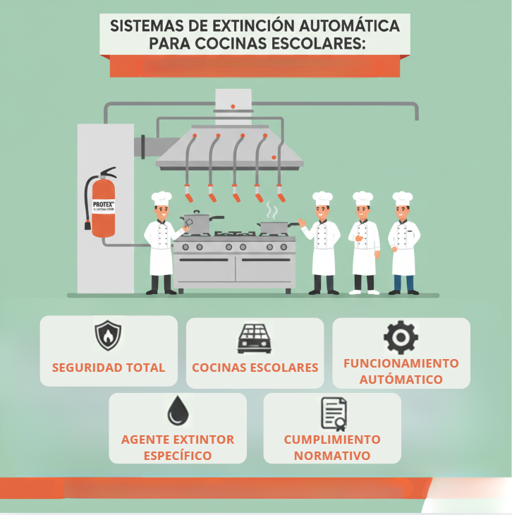 Sistemas de extinción automática para cocinas escolares